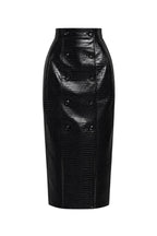 BLACK LEATHER SCULPTED SKIRT