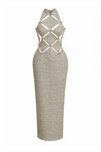 GOLD CHECKERED CUT-OUT DRESS