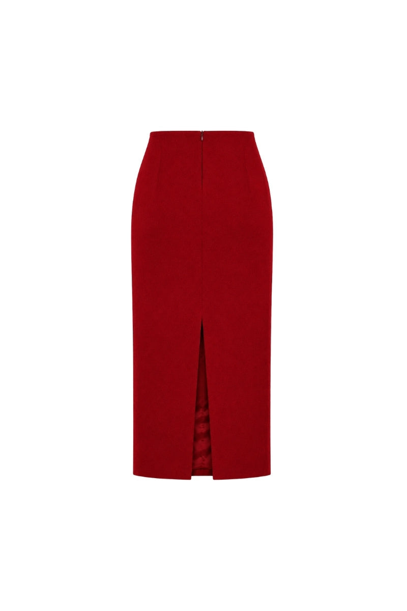 SYLVIE MIDI SKIRT IN PAPRIKA RED