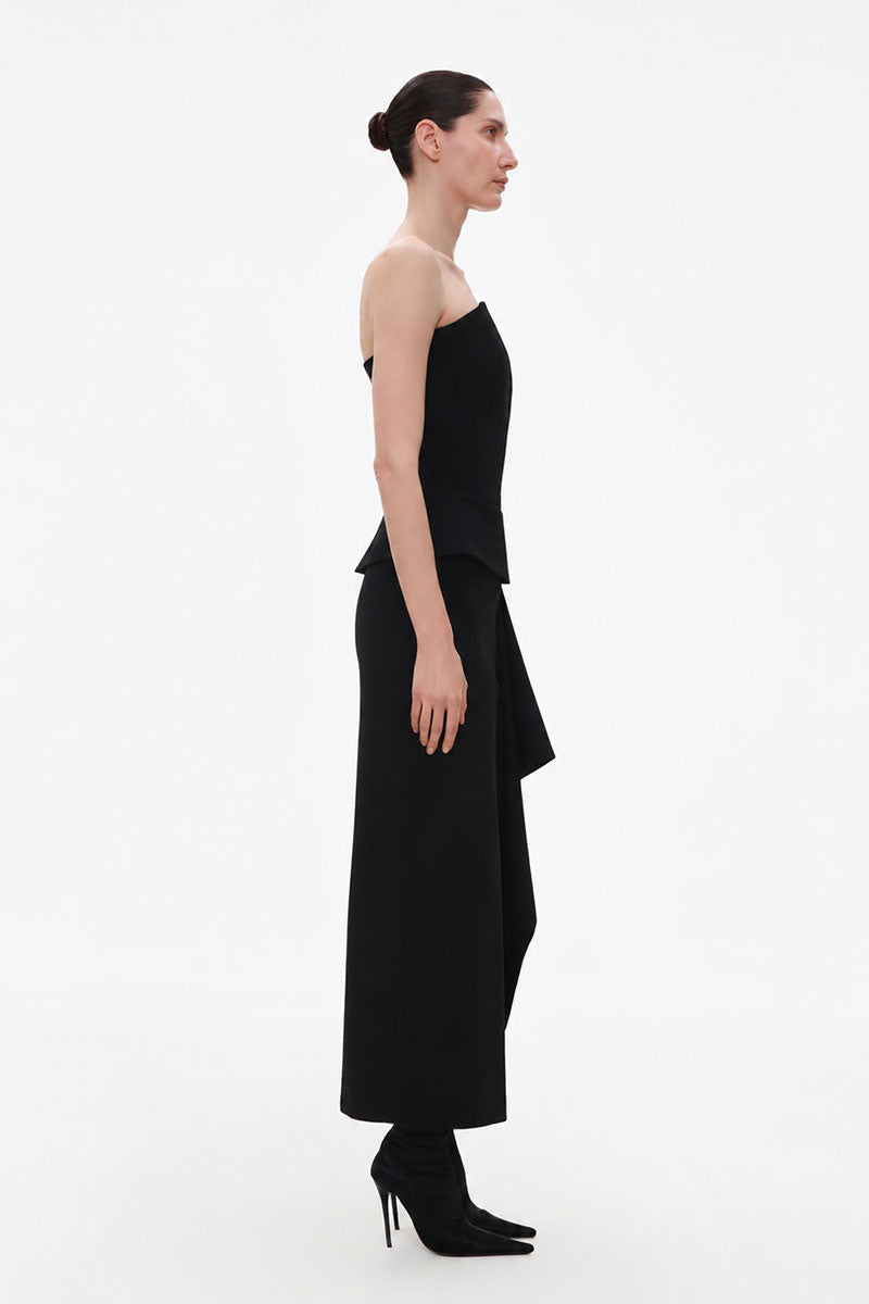 BLACK CORSET WOOL DRESS
