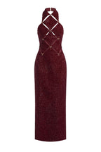 WINE RED CHECKERED CUT-OUT DRESS