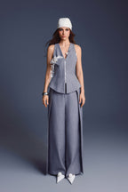 GRAY FOLDED LAYER PANTS