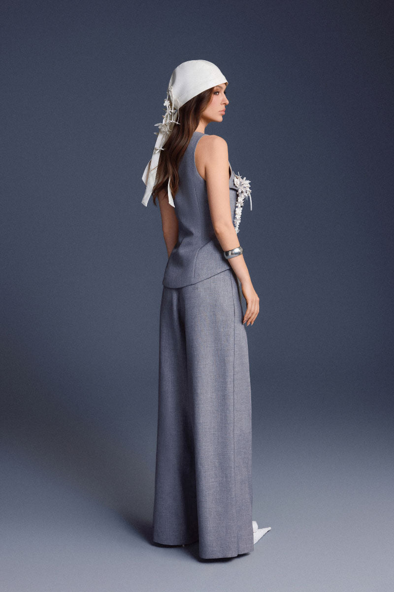 GRAY FOLDED LAYER PANTS