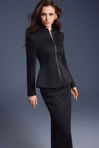 BLACK ZIPPER PEPLUM TOP