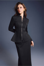 BLACK ZIPPER PEPLUM TOP