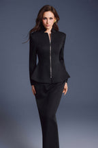 BLACK ZIPPER PEPLUM TOP