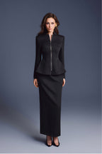 BLACK ZIPPER PEPLUM TOP