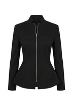 BLACK ZIPPER PEPLUM TOP