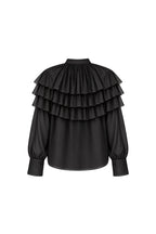 ANAIS COTTON RUFFLED SHIRT IN NOIR