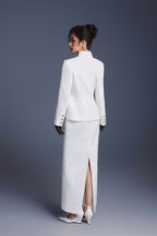 WHITE ZIPPER CORSET PENCIL SKIRT