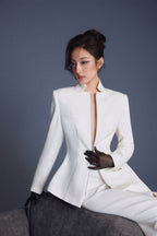 WHITE ZIPPER CORSET PENCIL SKIRT