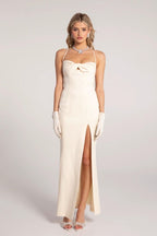 ALAINA CHAMPAGNE LACE BACK GOWN