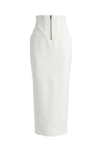 WHITE ZIPPER CORSET PENCIL SKIRT
