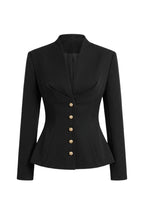 BLACK FOLDED BUTTONS TOP