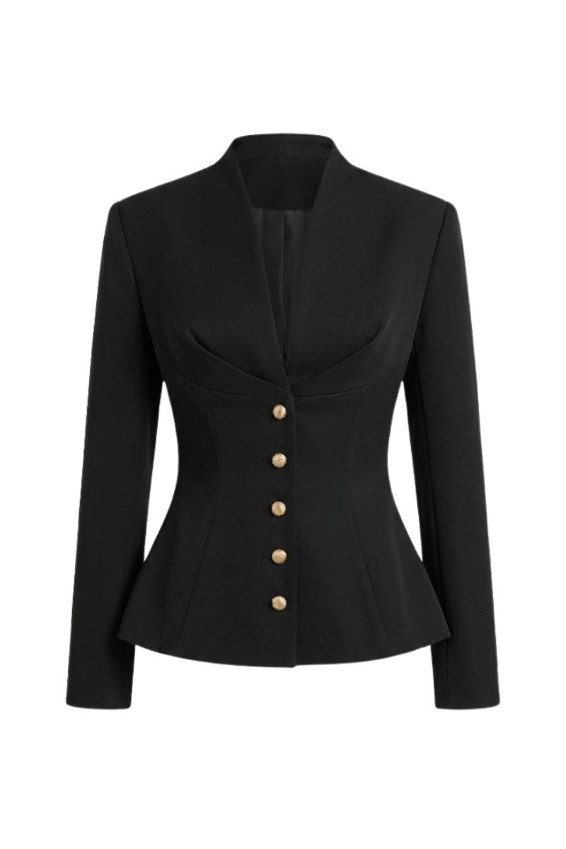 BLACK FOLDED BUTTONS TOP