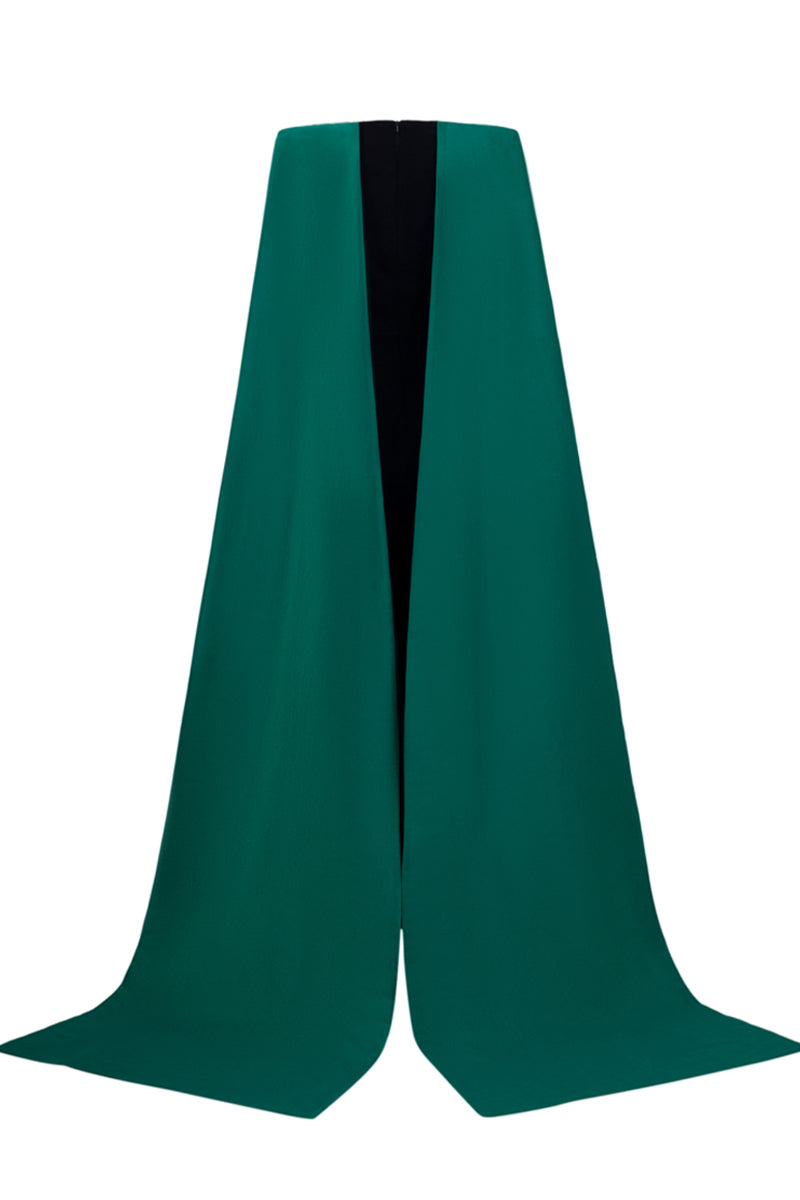 ANOUK GREEN AND BLACK DRAPED CREPE AND TAFFETA GOWN