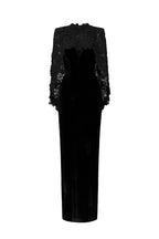 OCTAVIA BLACK V-NECK CAPED COLUMN GOWN