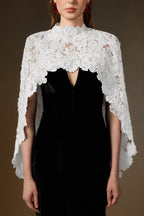 OCTAVIA BLACK AND WHITE V-NECK CAPED COLUMN GOWN