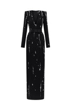 SERAPHINA BLACK EMBELLISHED V-NECK COLUMN GOWN