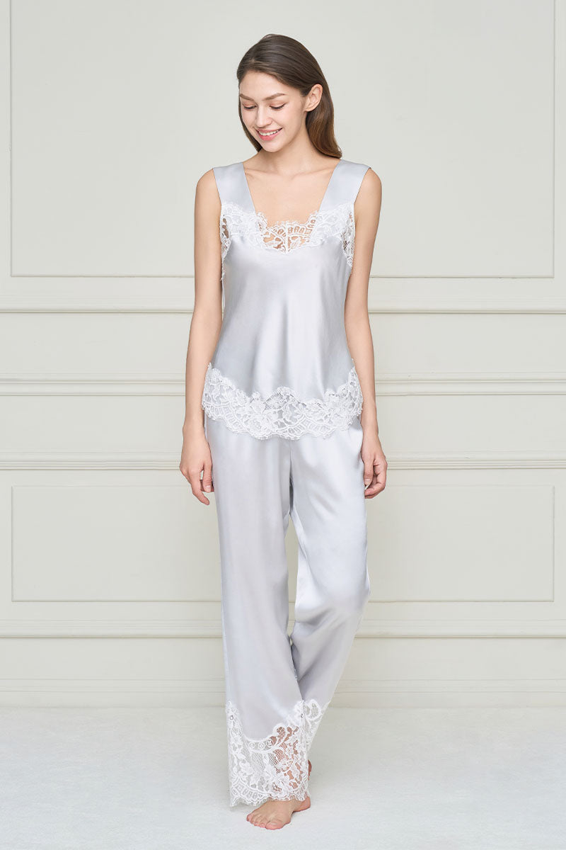 FLAPPER WOMEN'S SILK LACE PAJAMA SET