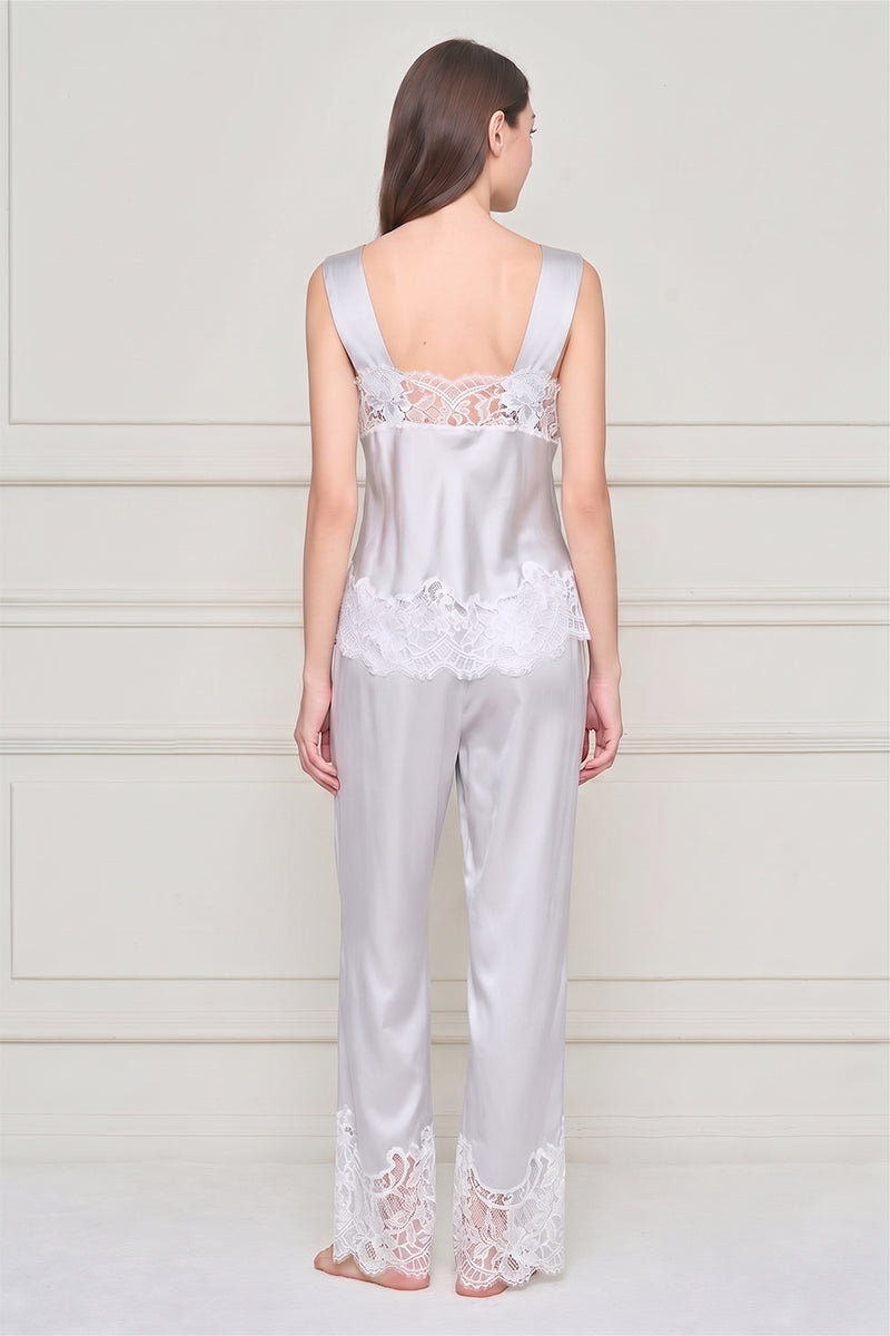 FLAPPER WOMEN'S SILK LACE PAJAMA SET