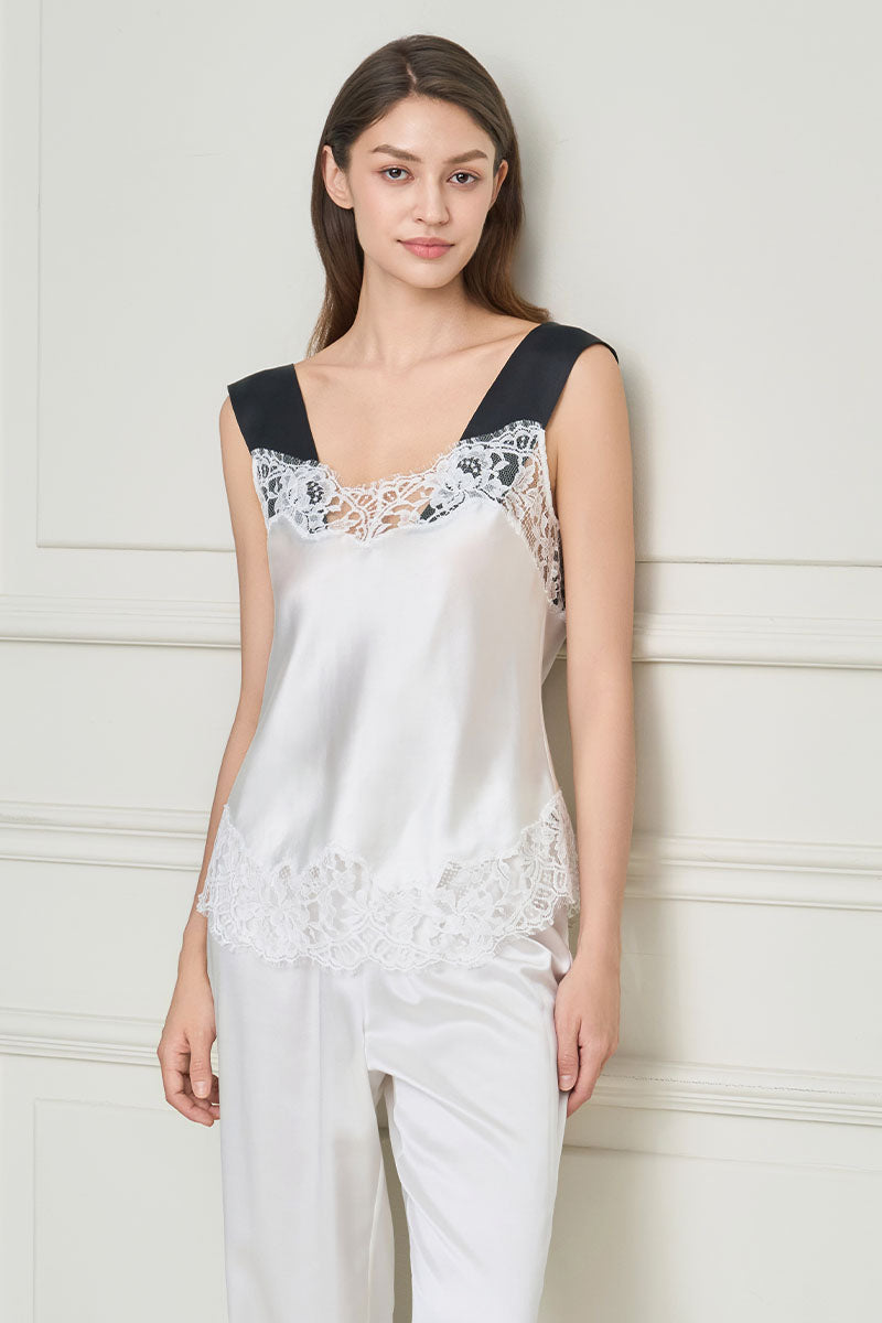 FLAPPER WOMEN'S SILK LACE PAJAMA SET