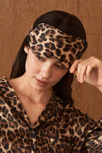 JUNGLE LEOPARD SILK EYE MASK IN LEOPARD