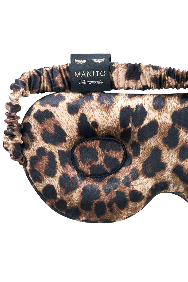 JUNGLE LEOPARD SILK EYE MASK IN LEOPARD