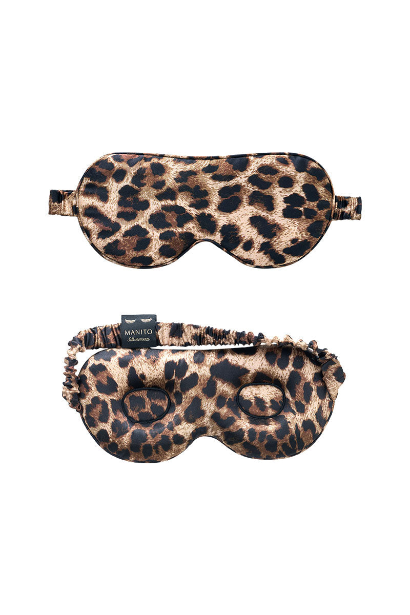 JUNGLE LEOPARD SILK EYE MASK IN LEOPARD