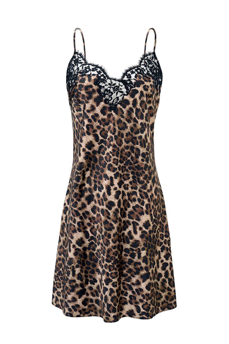 JUNGLE LEOPARD WOMEN'S SILK CHEMISE IN LEOPARD