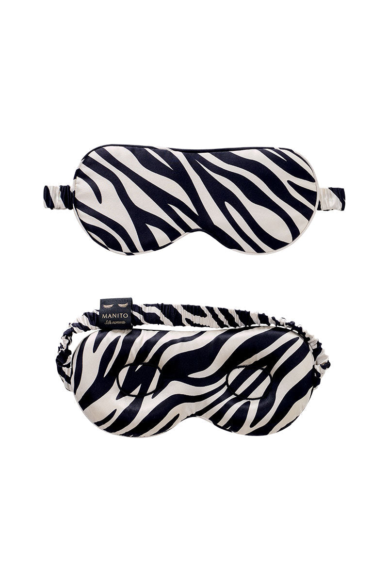 JUNGLE ZEBRA PRINT SILK EYE MASK IN ZEBRA PRINT