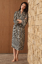 JUNGLE ZEBRA PRINT WOMEN'S SILK ROBE IN ZEBRA PRINT