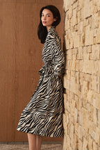 JUNGLE ZEBRA PRINT WOMEN'S SILK ROBE IN ZEBRA PRINT