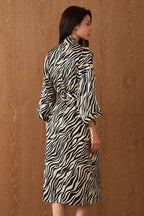JUNGLE ZEBRA PRINT WOMEN'S SILK ROBE IN ZEBRA PRINT