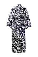 JUNGLE ZEBRA PRINT WOMEN'S SILK ROBE IN ZEBRA PRINT