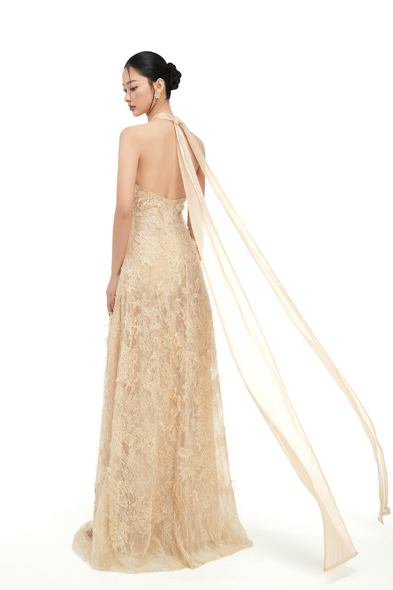 ALISA LACE DRESS IN BEIGE