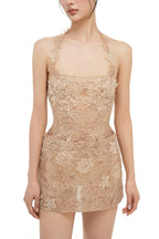 ELISA LACE DRESS IN BEIGE