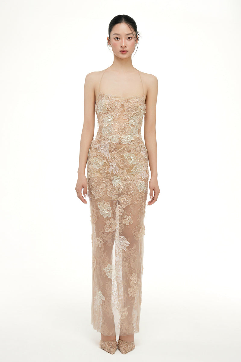 ANNABELLE TULLE DRESS IN BEIGE