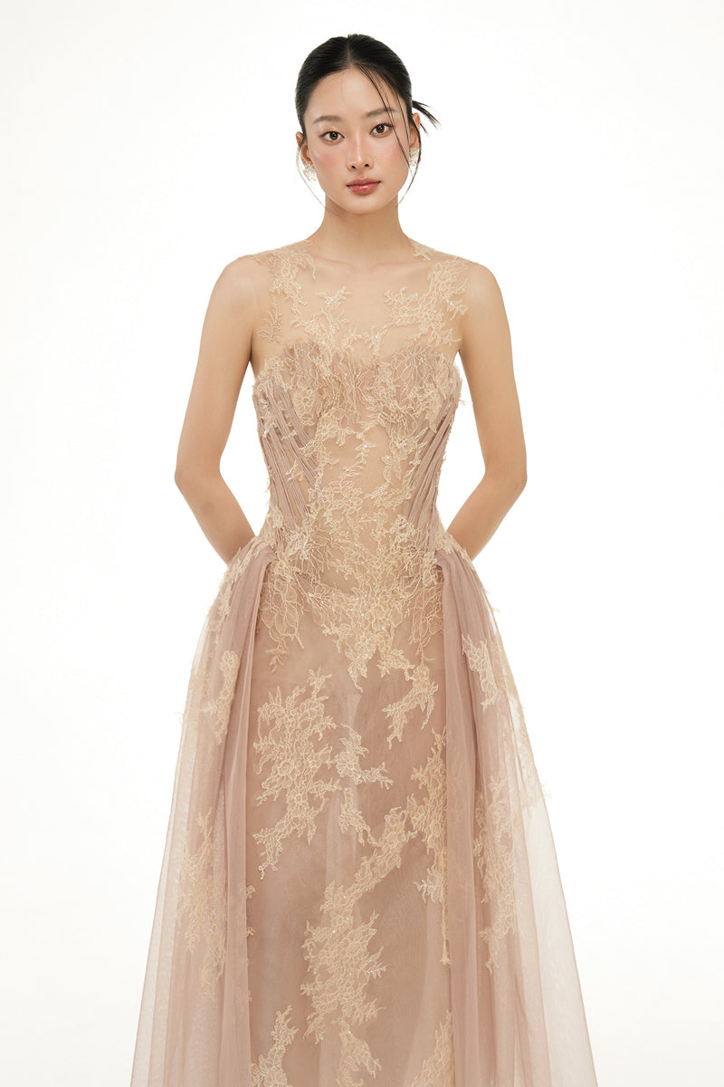 CAMILLA TULLE DRESS IN BEIGE