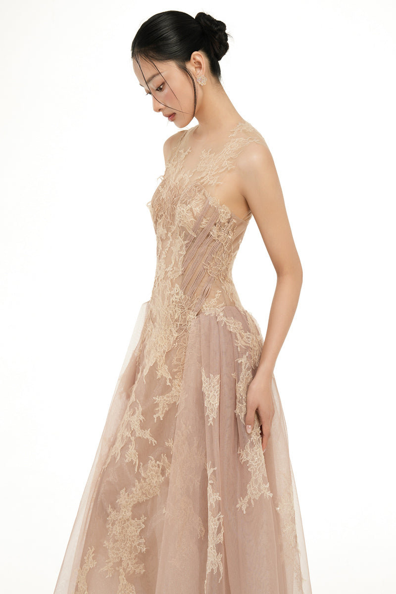 CAMILLA TULLE DRESS IN BEIGE