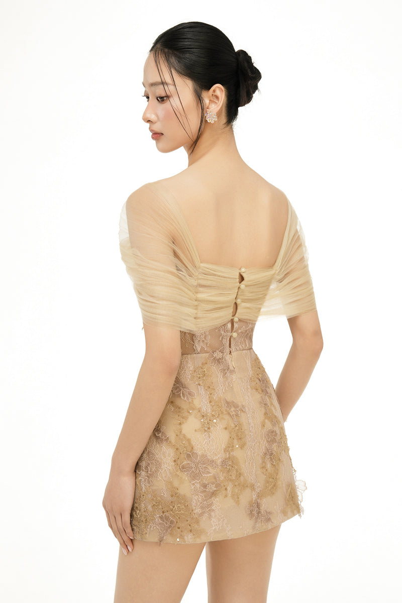 LILIANA LACE DRESS IN BEIGE