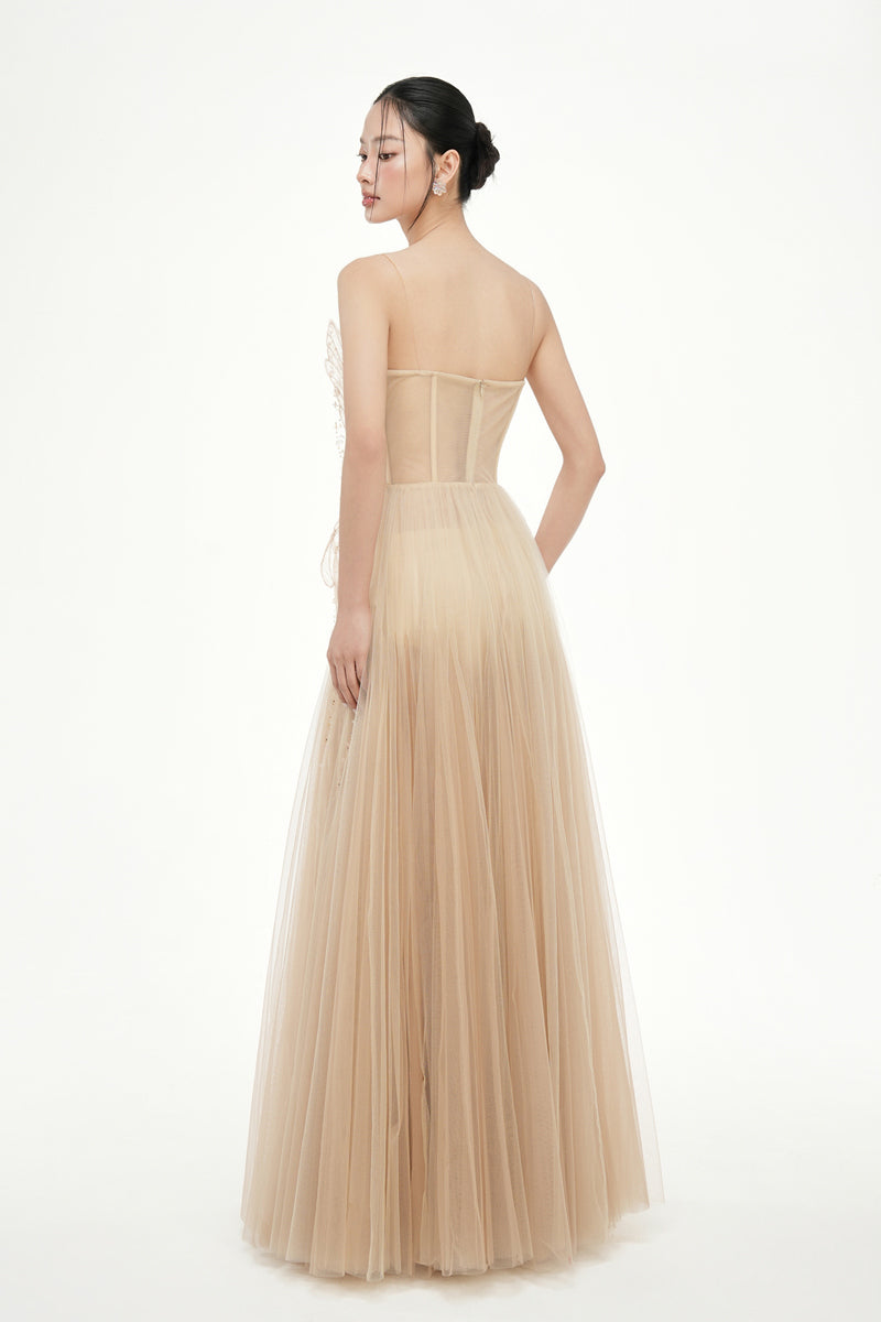 GRACE TULLE DRESS IN BEIGE