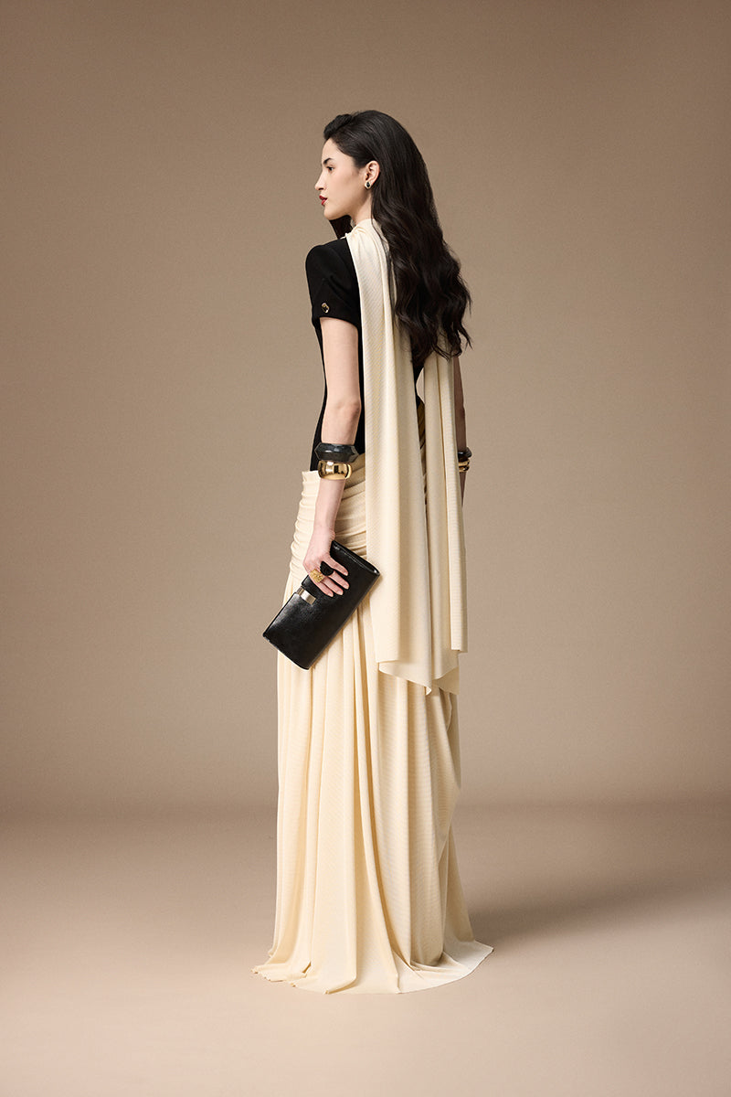 LEPIC DRESS IN BLACK AND IVORY