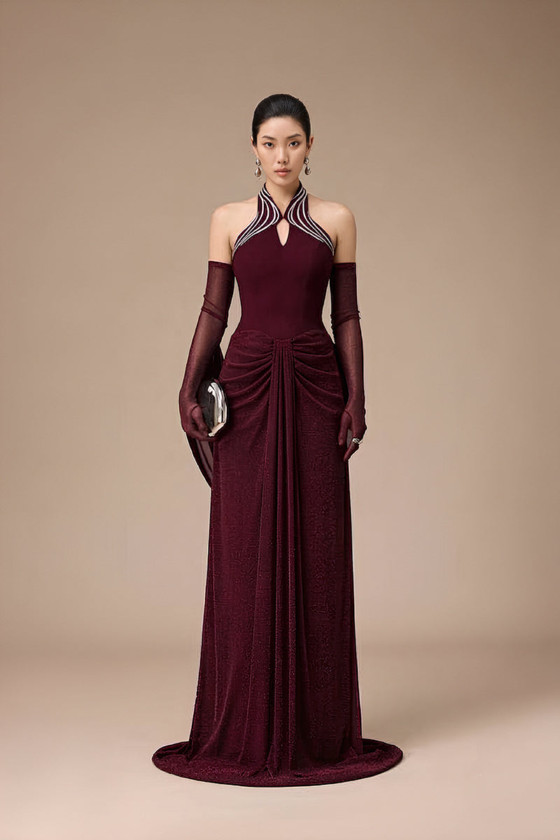 MANDOLIN DRESS IN BURGUNDY