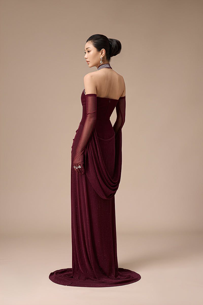 MANDOLIN DRESS IN BURGUNDY