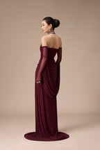 MANDOLIN DRESS IN BURGUNDY