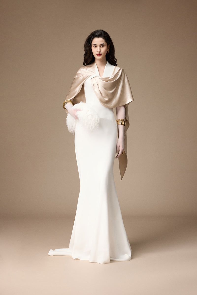 MARAI DRESS IN OFF-WHITE AND BEIGE