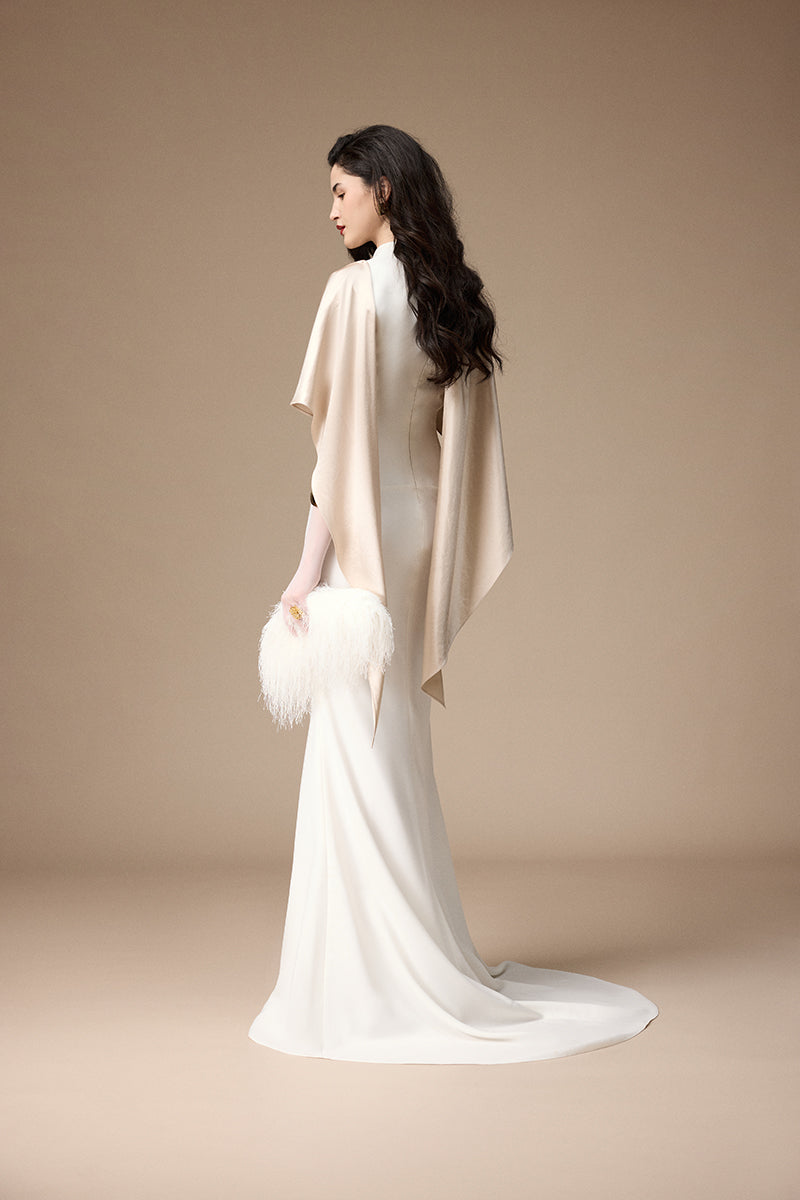 MARAI DRESS IN OFF-WHITE AND BEIGE