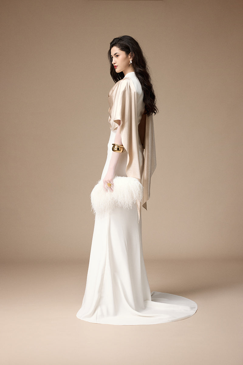MARAI DRESS IN OFF-WHITE AND BEIGE