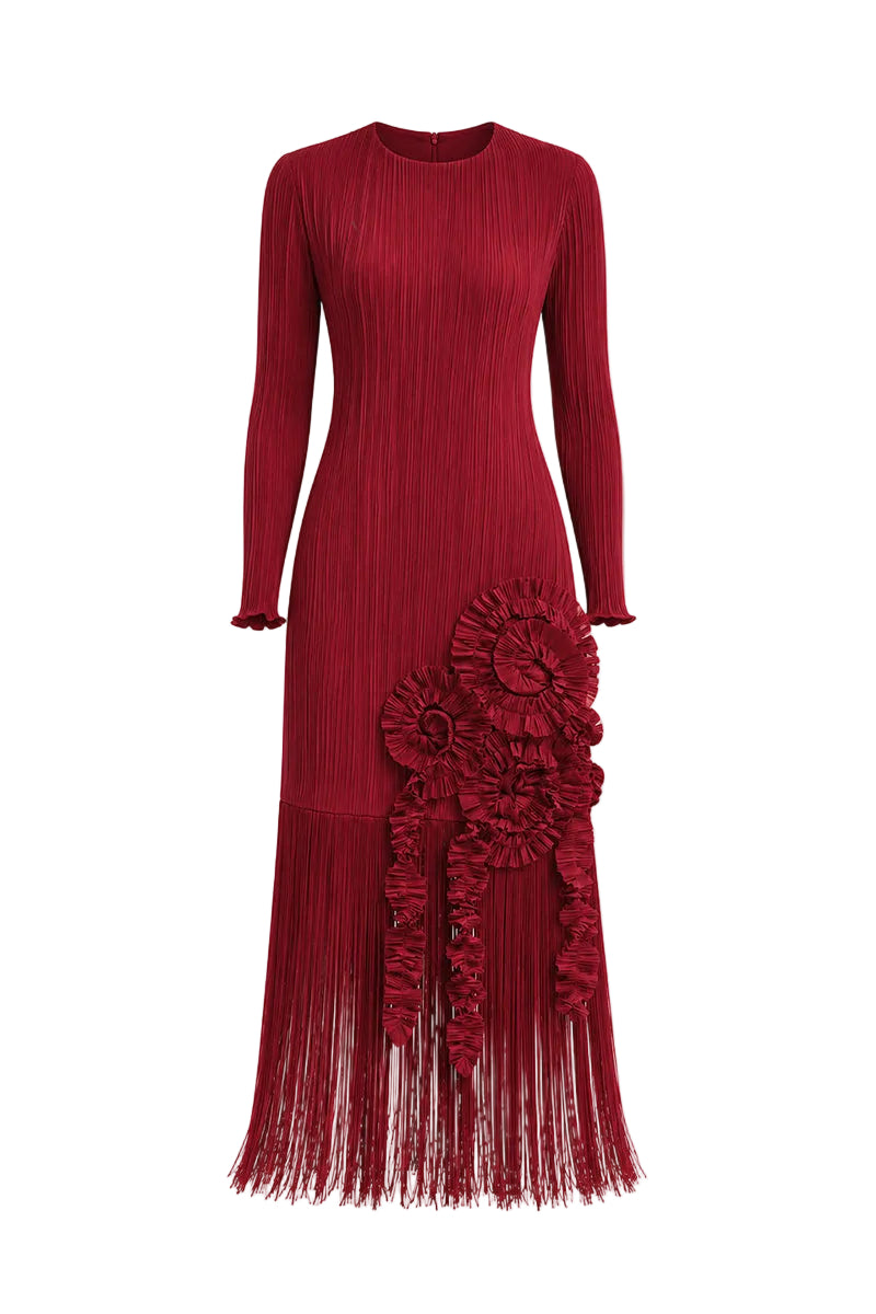 CULT MIA X MALYÉ VÁSQUEZ RIO MIDI DRESS IN RED